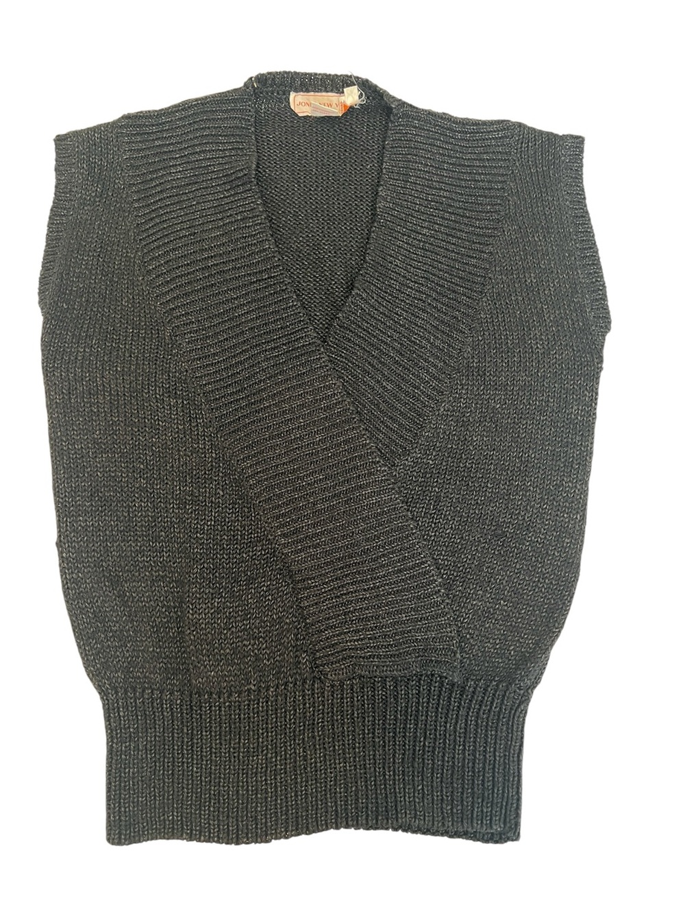 Jones NY Vintage Sleeveless Heathered Black Silk Blend Knit Wrap-Front Vest EVC
